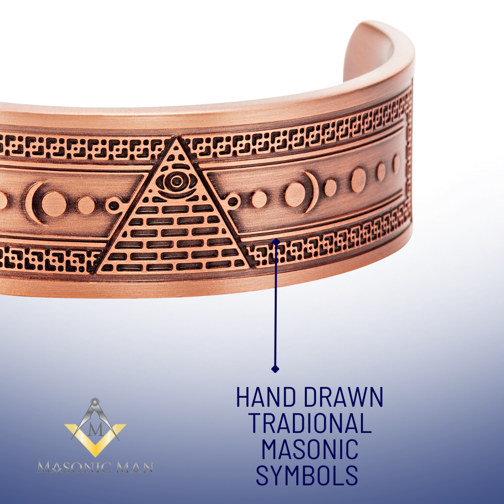 MasonicMan Engraved Pure Copper Bangle Bracelet (Non-Magnetic)