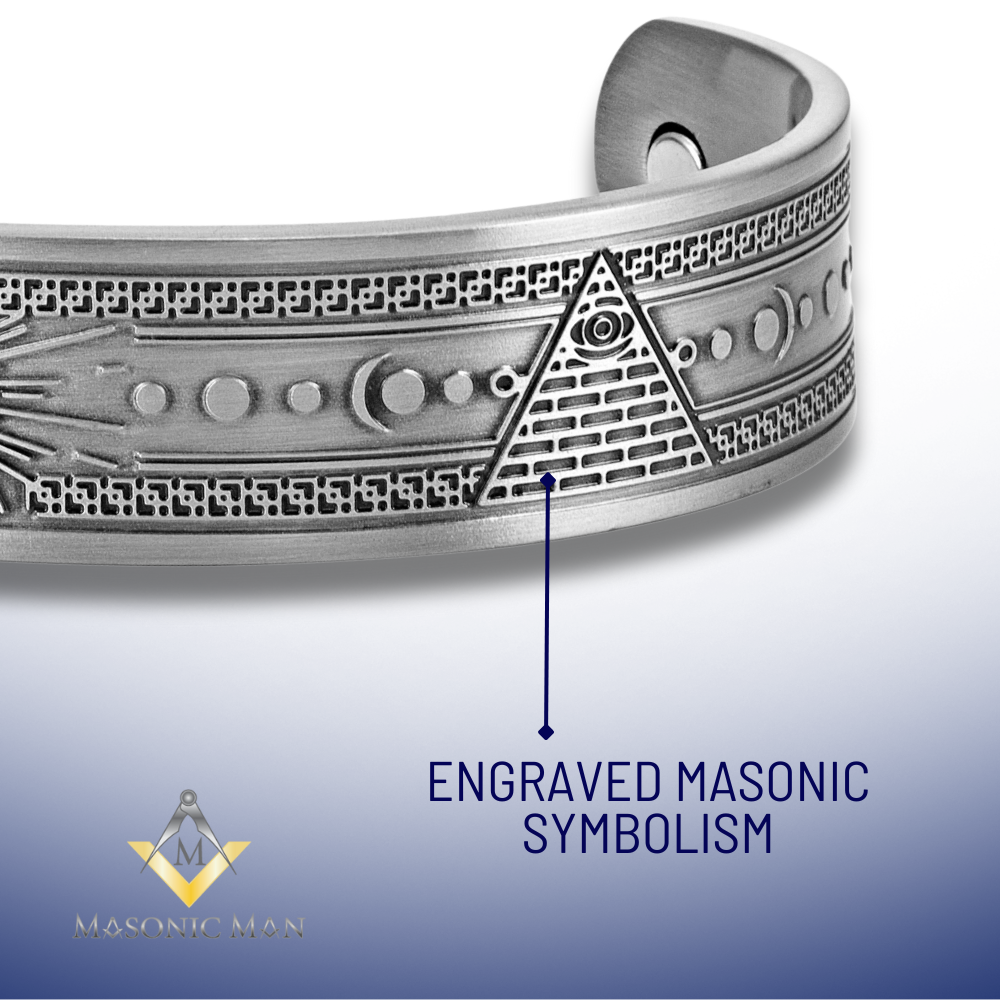 MasonicMan Engraved Pure Copper Bangle Bracelet - Antique Finish