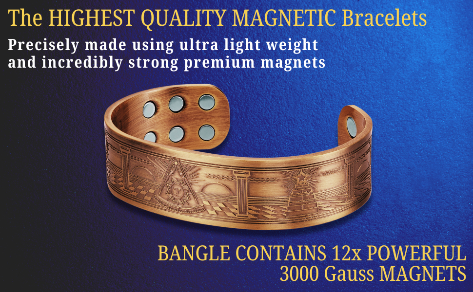 MasonicMan Past Master Engraved Pure Copper Bangle Bracelet