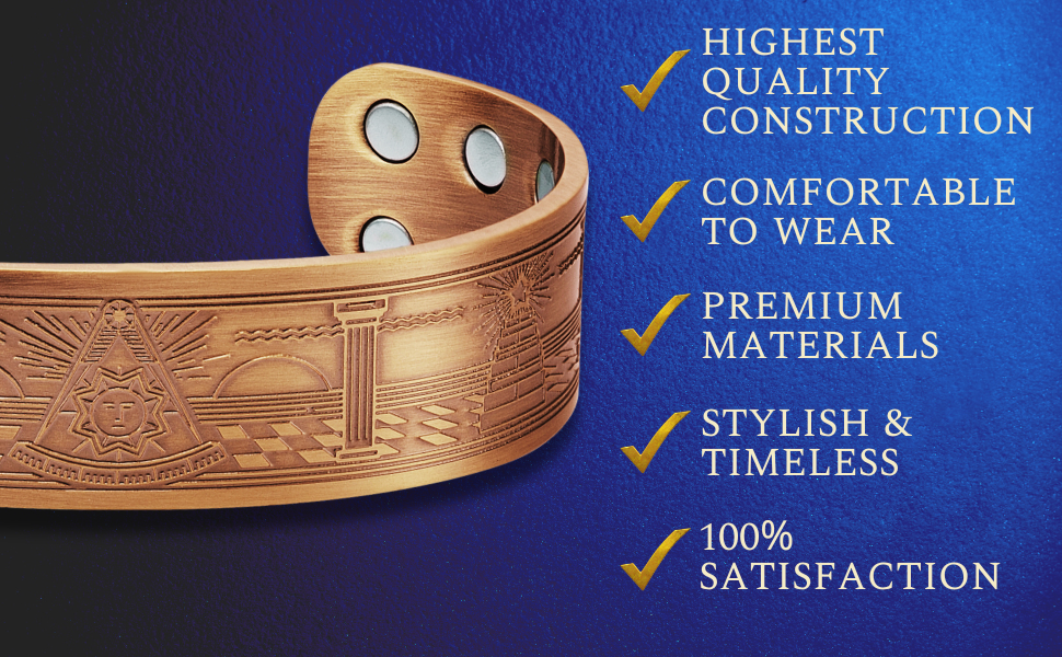 MasonicMan Past Master Engraved Pure Copper Bangle Bracelet