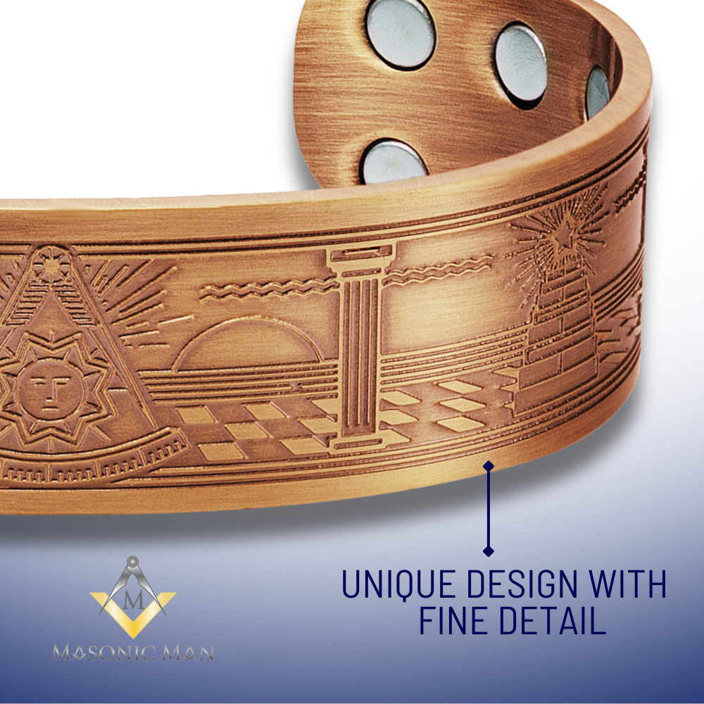 MasonicMan Past Master Engraved Pure Copper Bangle Bracelet