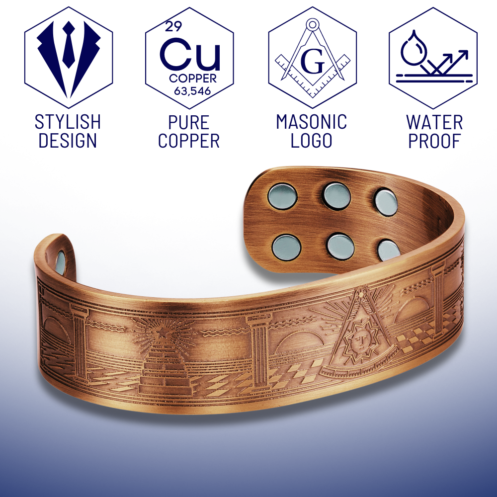MasonicMan Past Master Engraved Pure Copper Bangle Bracelet