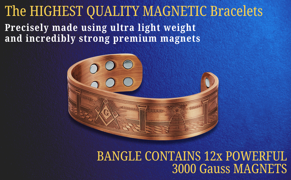 MasonicMan Engraved Square and Compass Pure Copper Bracelet