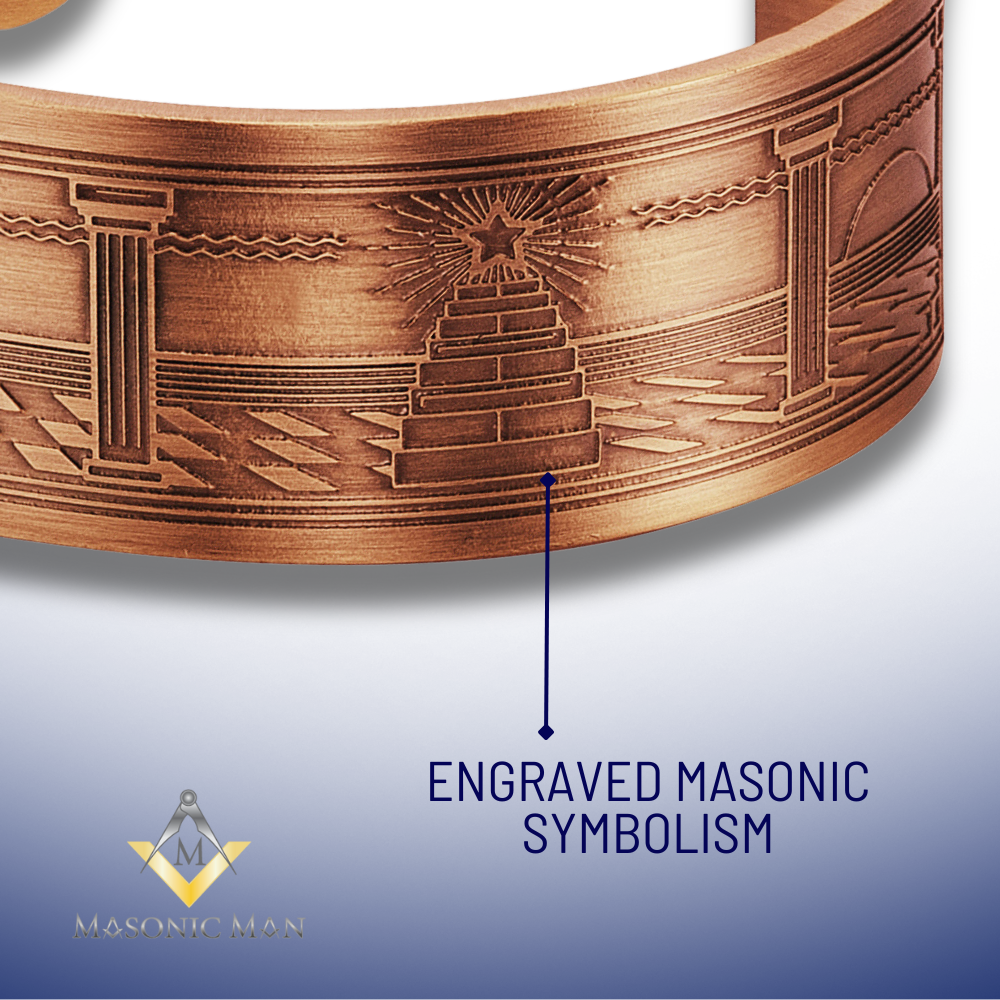 MasonicMan Engraved Square and Compass Pure Copper Bracelet