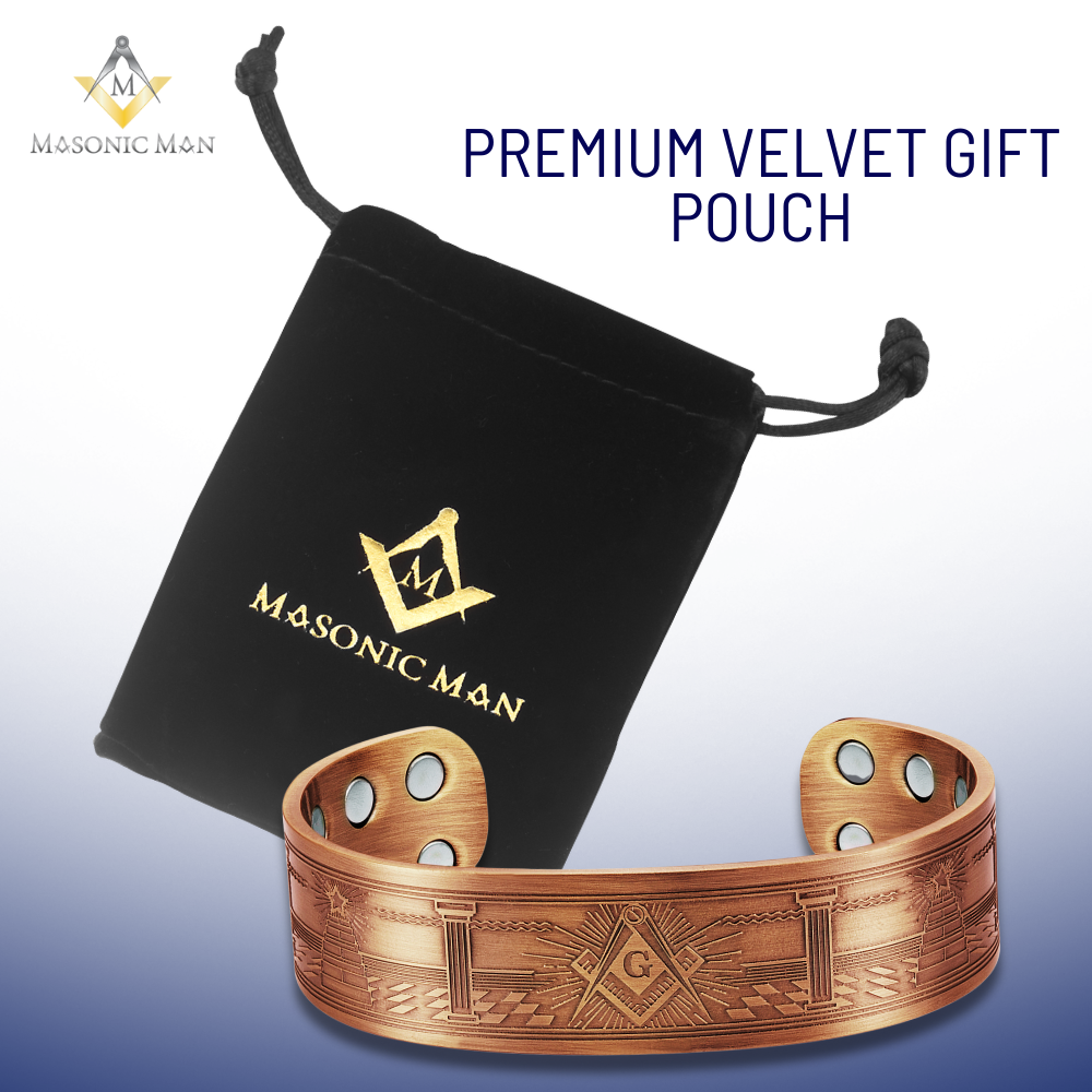 MasonicMan Engraved Square and Compass Pure Copper Bracelet