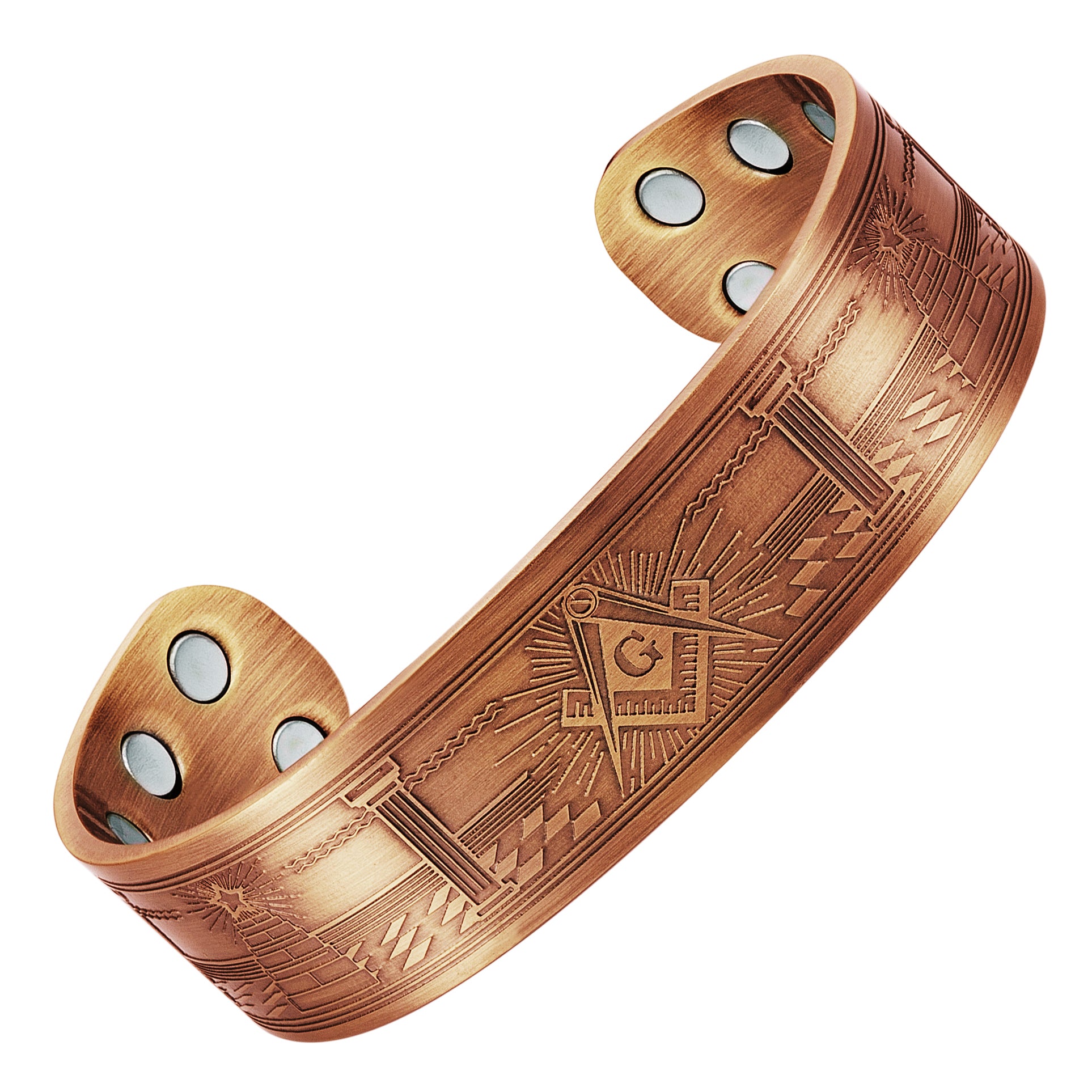 MasonicMan Engraved Square and Compass Pure Copper Bracelet