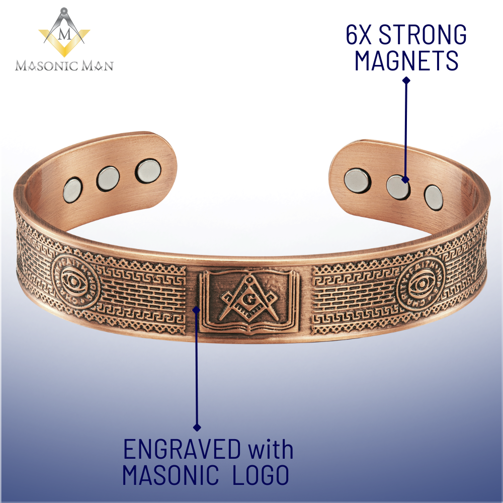 Mens Masonic Bangle Pure Copper - Magnetic