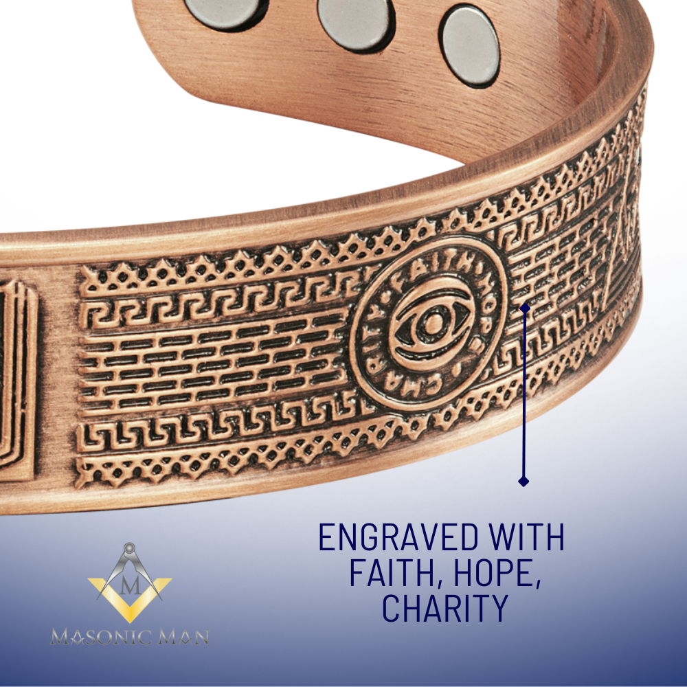 Mens Masonic Bangle Pure Copper - Magnetic