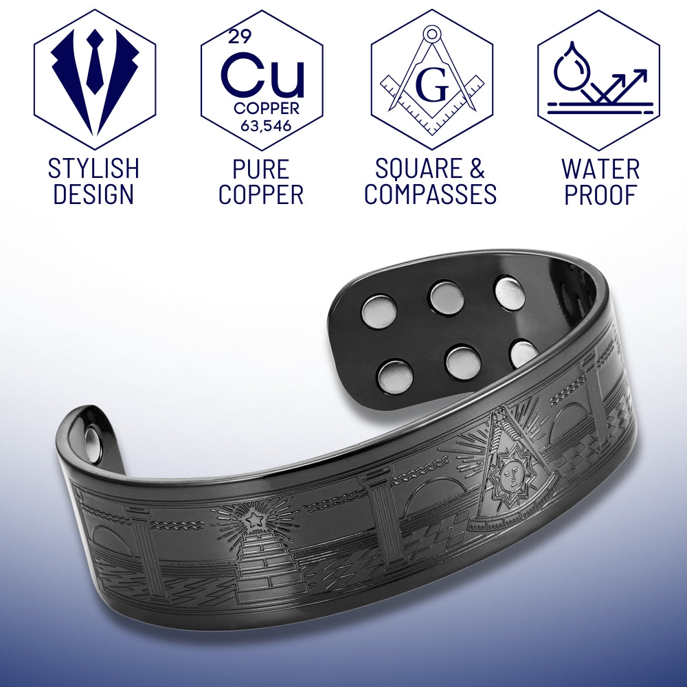 Past Master Copper Masonic Bangle – Symbol of Wisdom, Light and Legacy