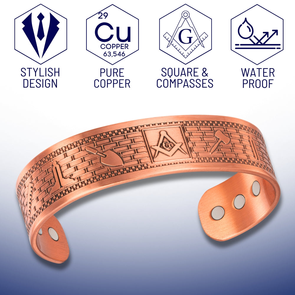 Masonic Copper Magnetic Bangle – The Working Tools of a Freemason