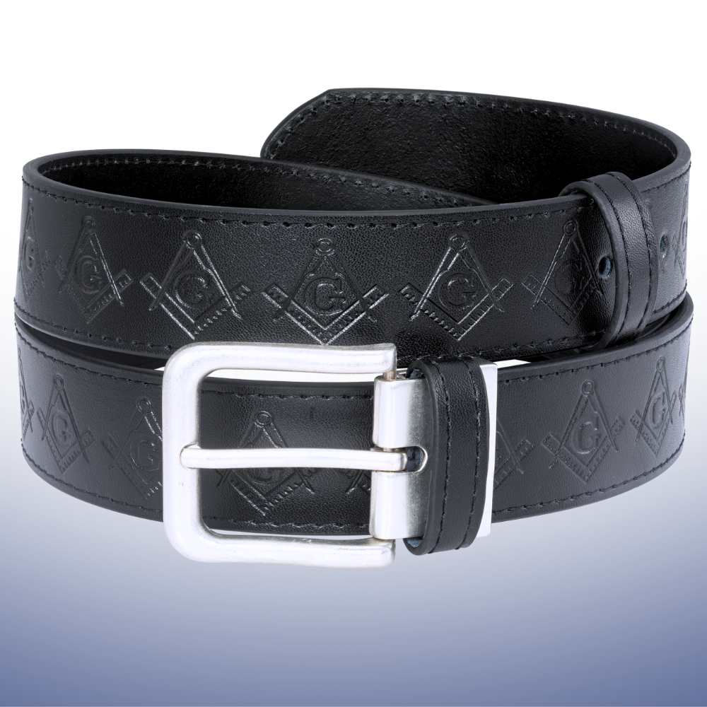 Masonic Leather Belt - Square & Compasses Embossed