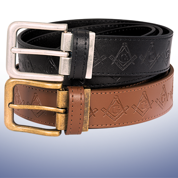 Masonic Leather Belt - Square & Compasses Embossed