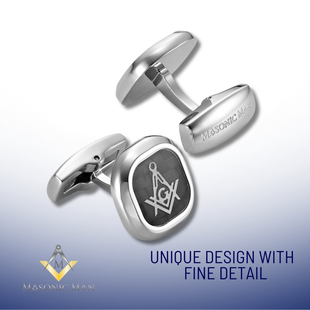 MasonicMan Cufflinks with Black Carbon Fiber