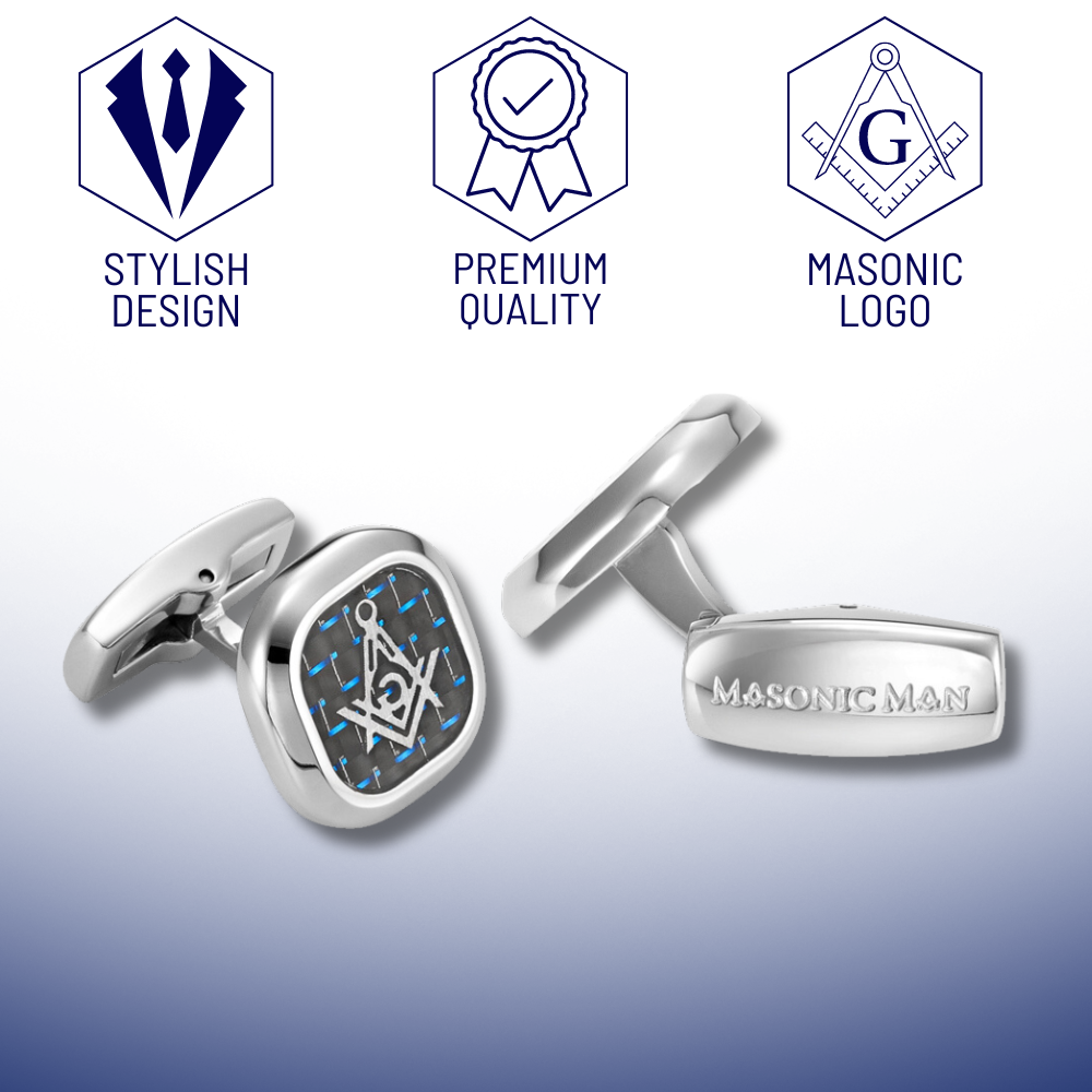 MasonicMan Cufflinks with Blue Carbon Fiber