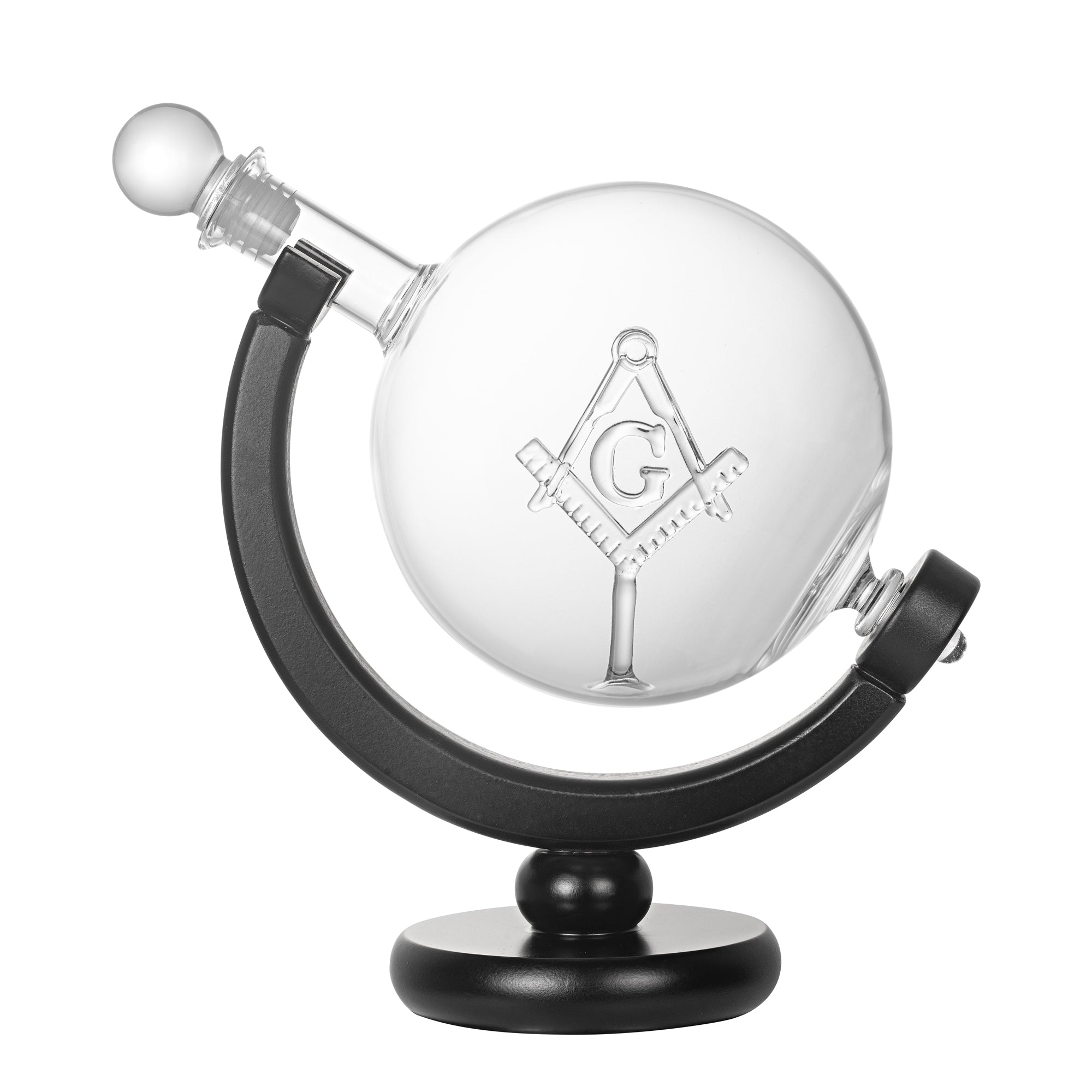 Masonic glass tumbler etched with Square and Compasses symbol