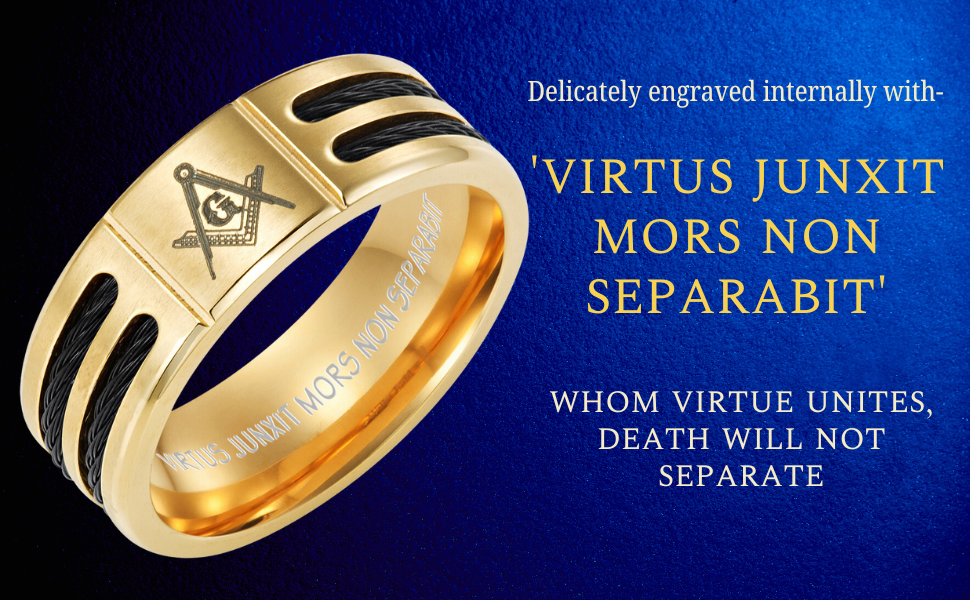 Mens Masonic Ring - Gold Titanium