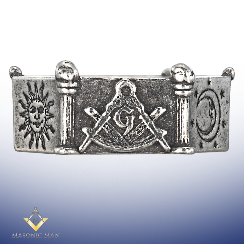 Made In England Pewter Masonic Ring - 6 Sided