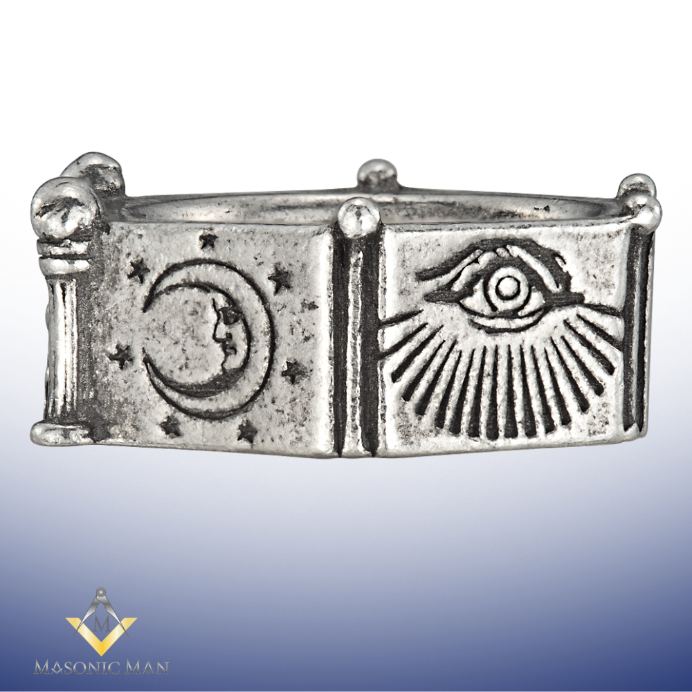 Made In England Pewter Masonic Ring - 6 Sided