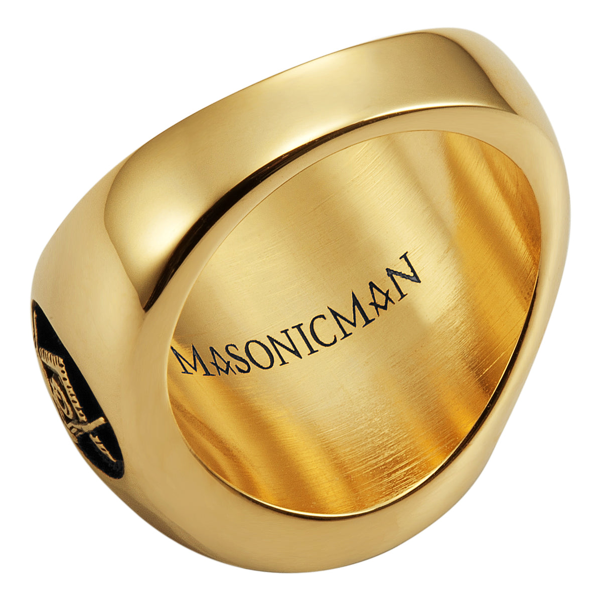 MasonicMan Square and Compass Stainless Steel Ring - (Gold Color)