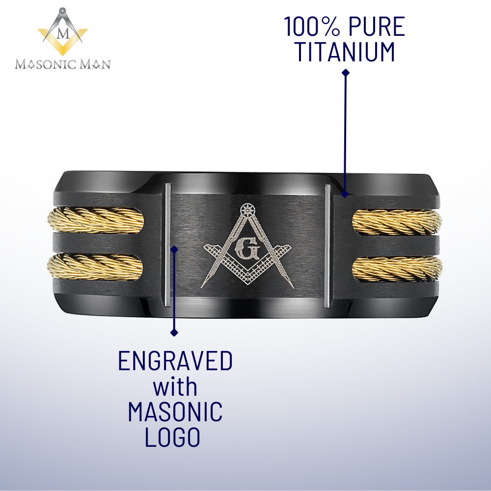 MasonicMan Mens Titanium Freemason Masonic Ring