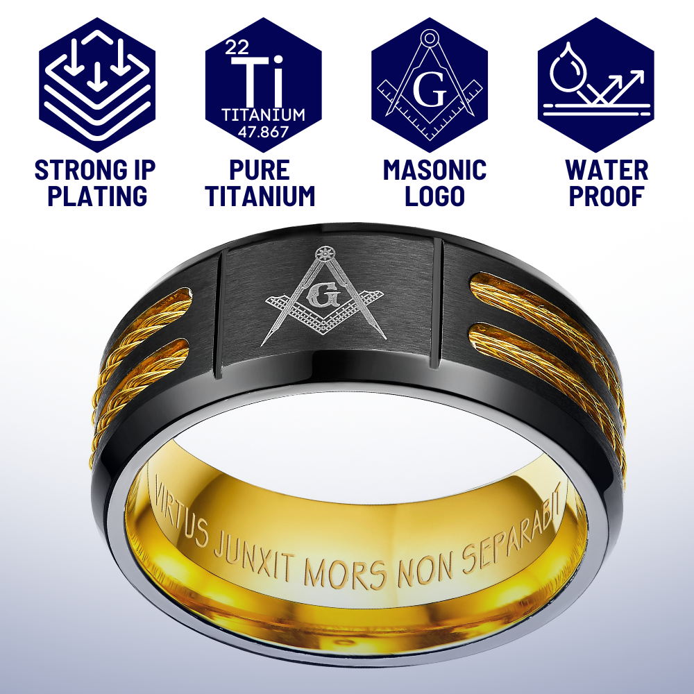 MasonicMan Mens Titanium Freemason Masonic Ring