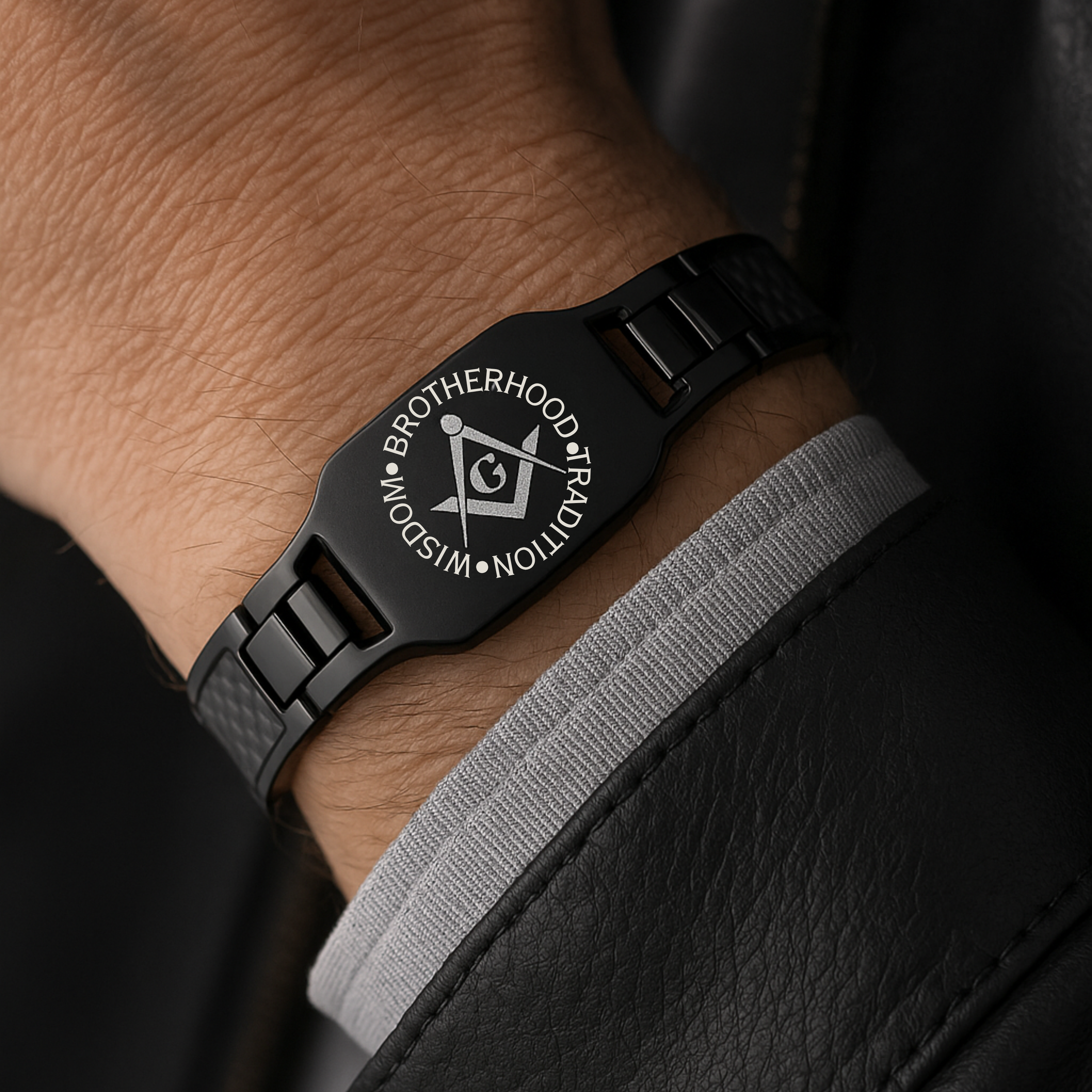 Mens Brotherhood, wisdom, tradition freemasonry bracelet