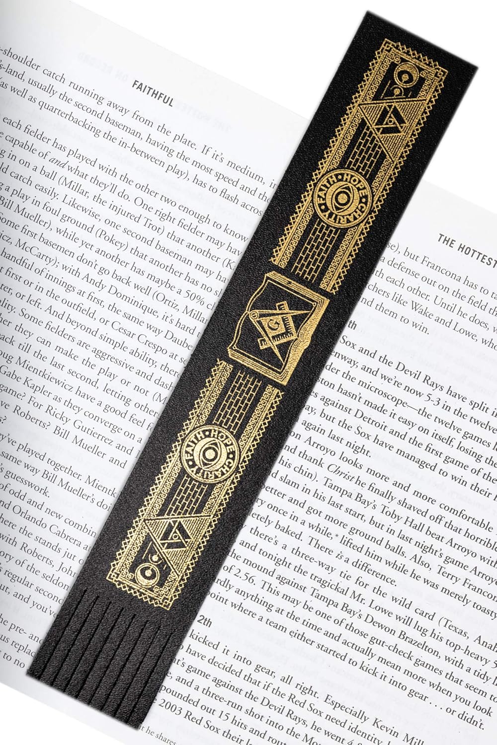 Leather Bookmark with Square and Compass - Made in the UK