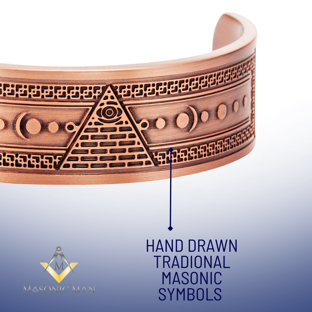 MasonicMan Engraved Pure Copper Bangle Bracelet