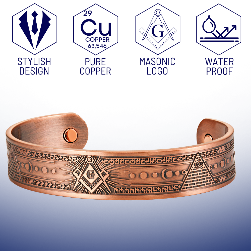 Mens Masonic Bangle Pure Copper