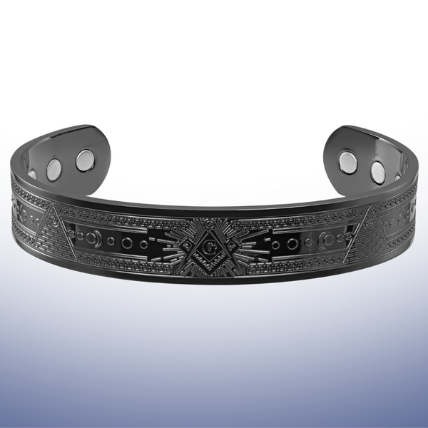 Brotherhood in Black Bangle – Masonic Copper Bracelet