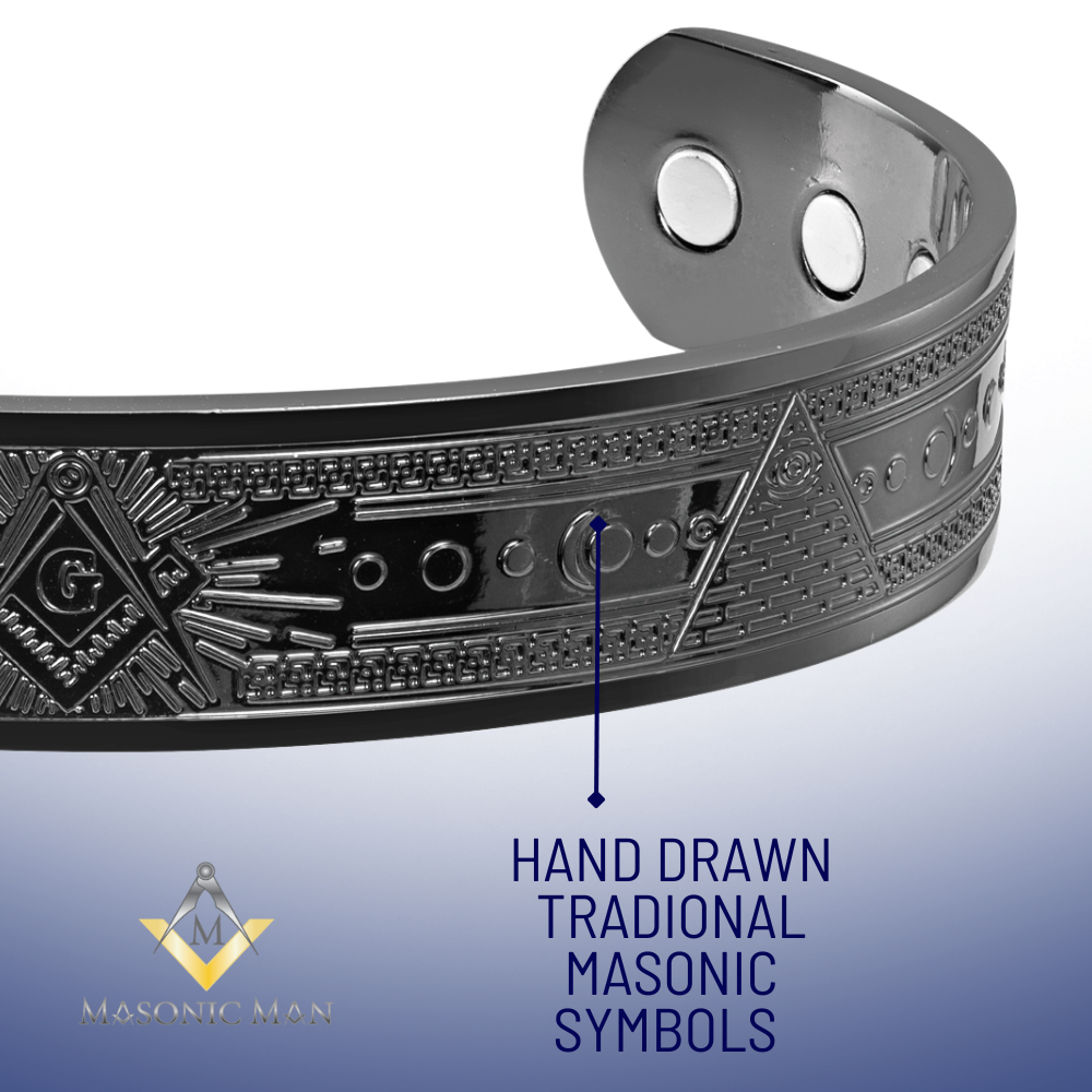 Brotherhood in Black Bangle – Masonic Copper Bracelet