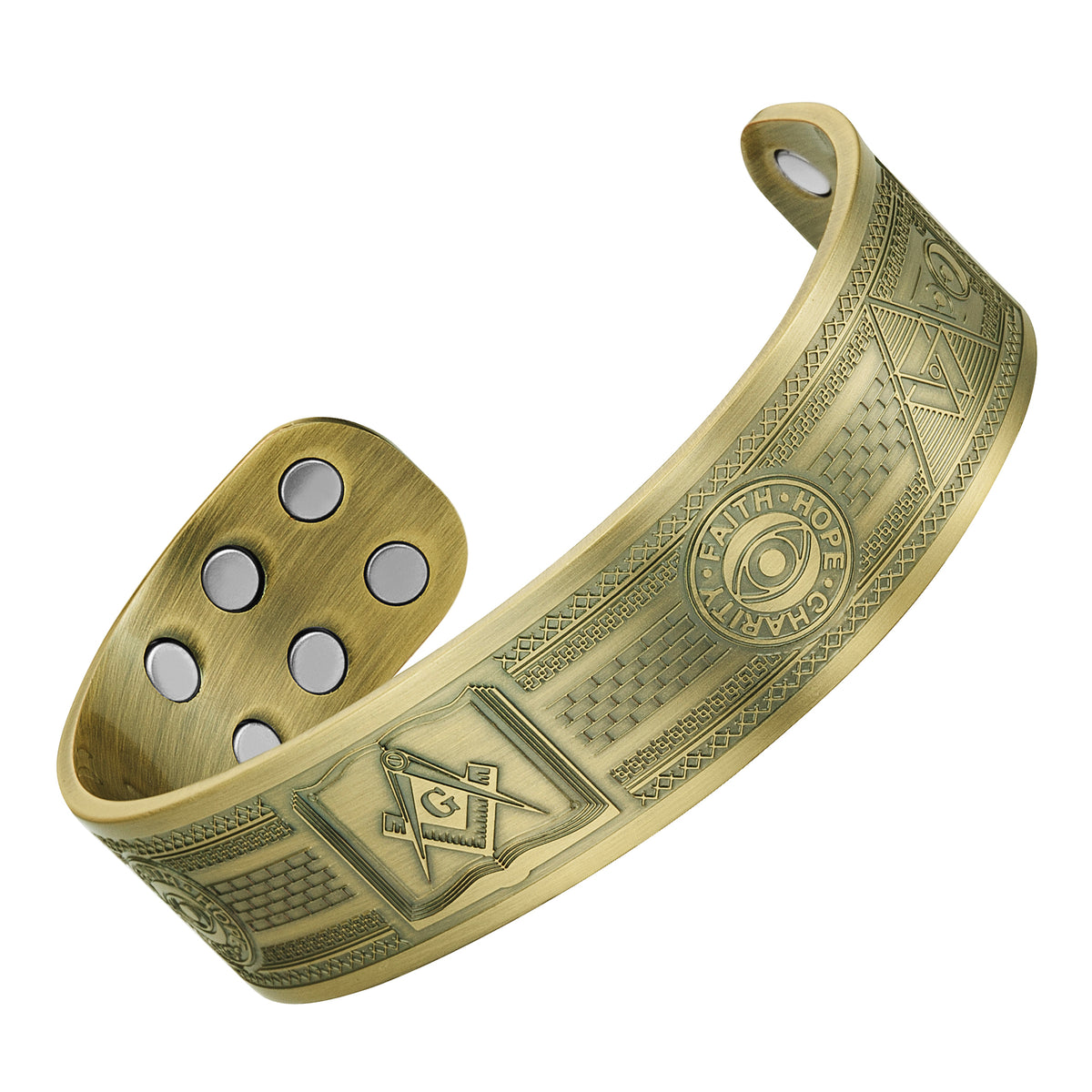 MasonicMan S&amp;C on Bible Pure Copper Bangle Bracelet - Antique Gold Finish