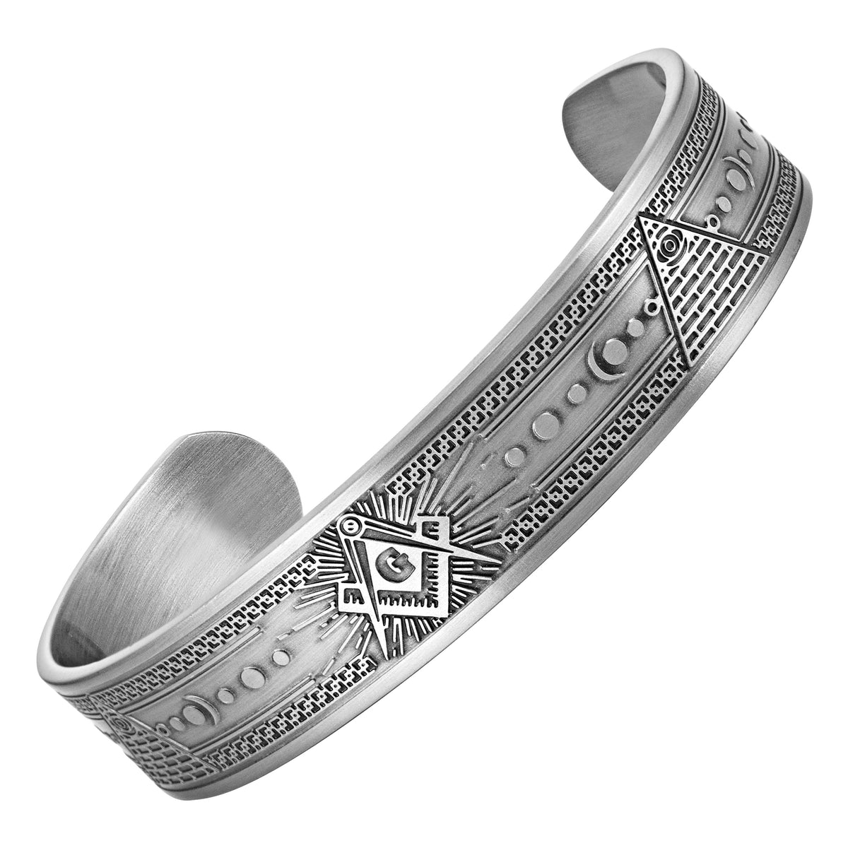 MasonicMan Engraved Pure Copper Bangle Bracelet - Antique Finish (Non Magnetic)