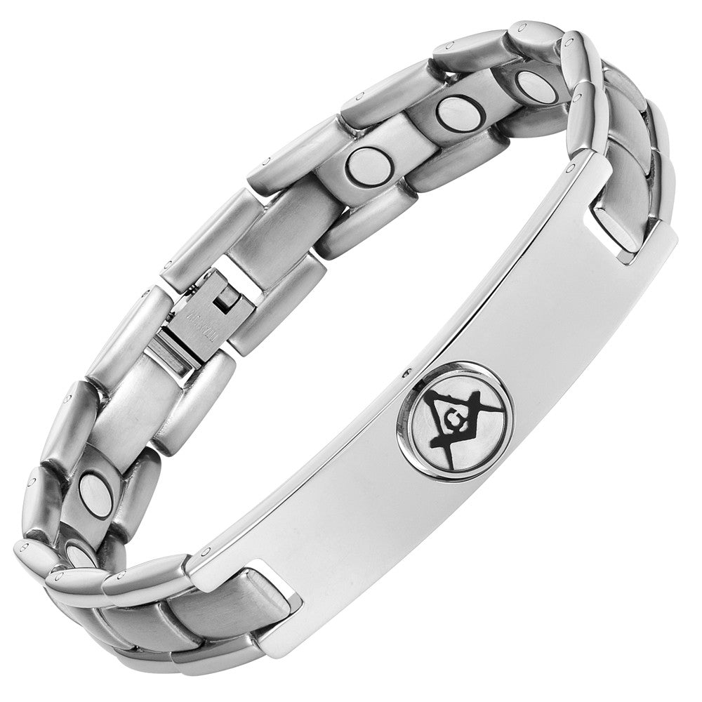 MasonicMan Men's Titanium Magnetic Masonic Bracelet - Reversible