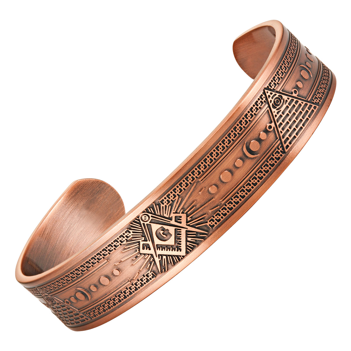 MasonicMan Engraved Pure Copper Bangle Bracelet (Non-Magnetic)