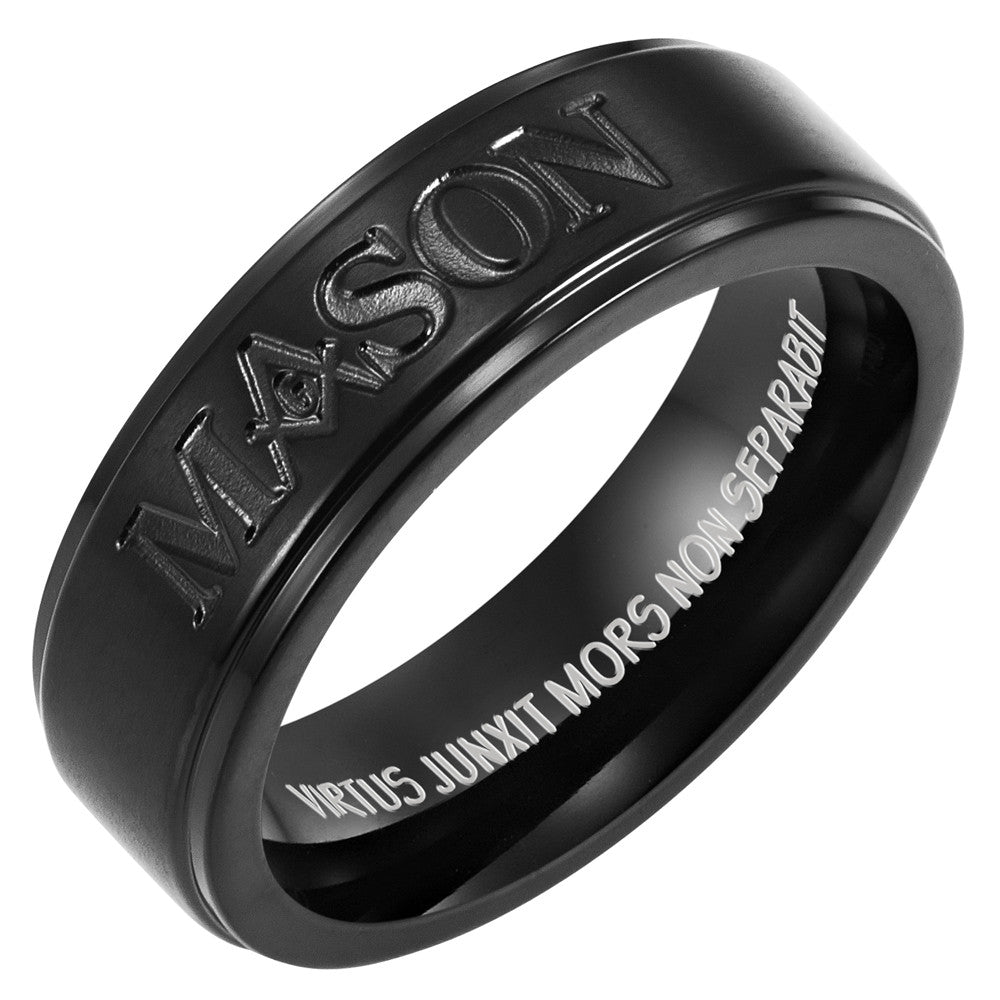MasonicMan MASON Black Titanium Ring