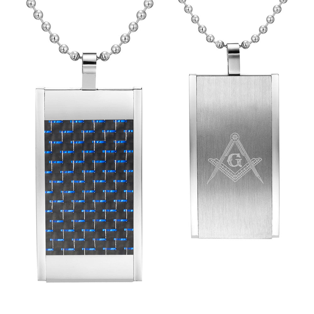 MasonicMan Reversible Blue Carbon Fiber Pendant