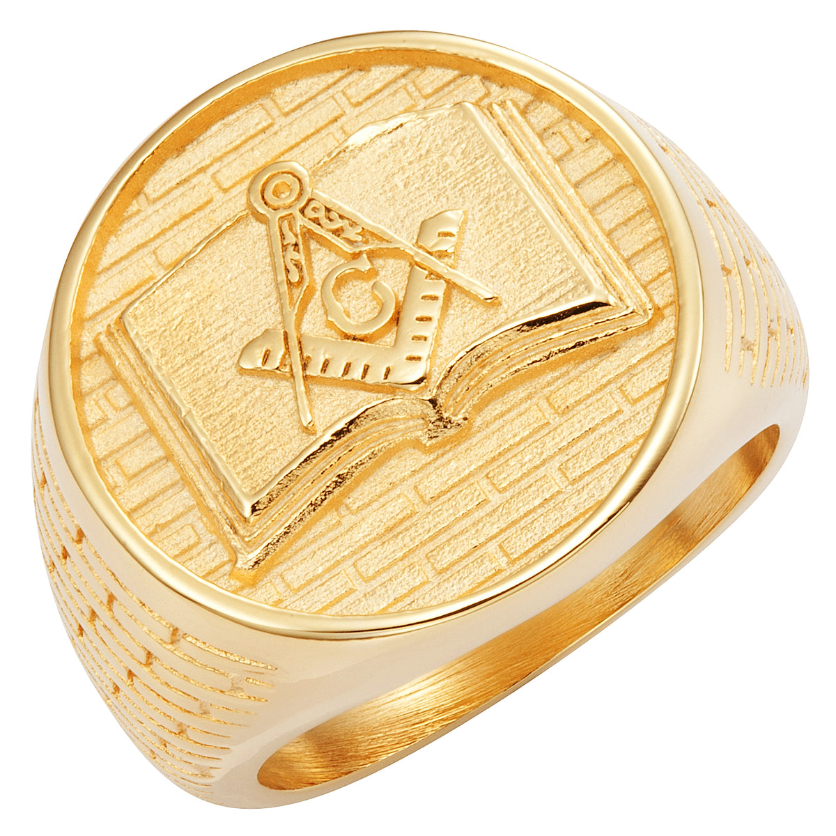 MasonicMan Square and Compass on Bible Stainless Steel Ring